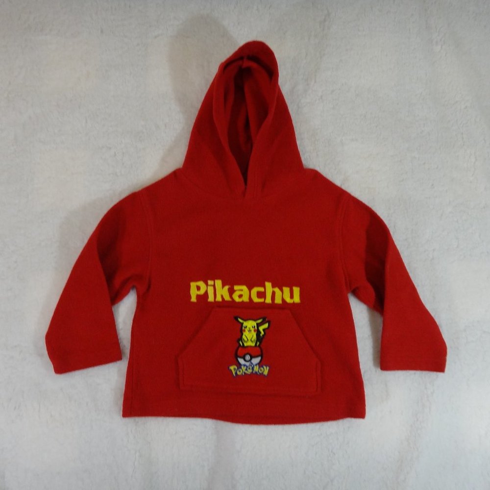 POKEMON PIKACHU KIDS SIZE 6 LG PULL OVER HOODIE RED IN COLOR